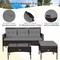Costway 3PCS Patio Rattan Furniture Set 3-Seat Sofa Cushioned Table Garden Turqouise/Grey/Off White/Navy